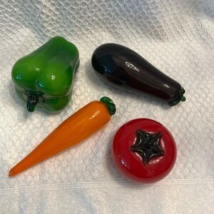 - Vintage Murano style glass vegetables set of 4